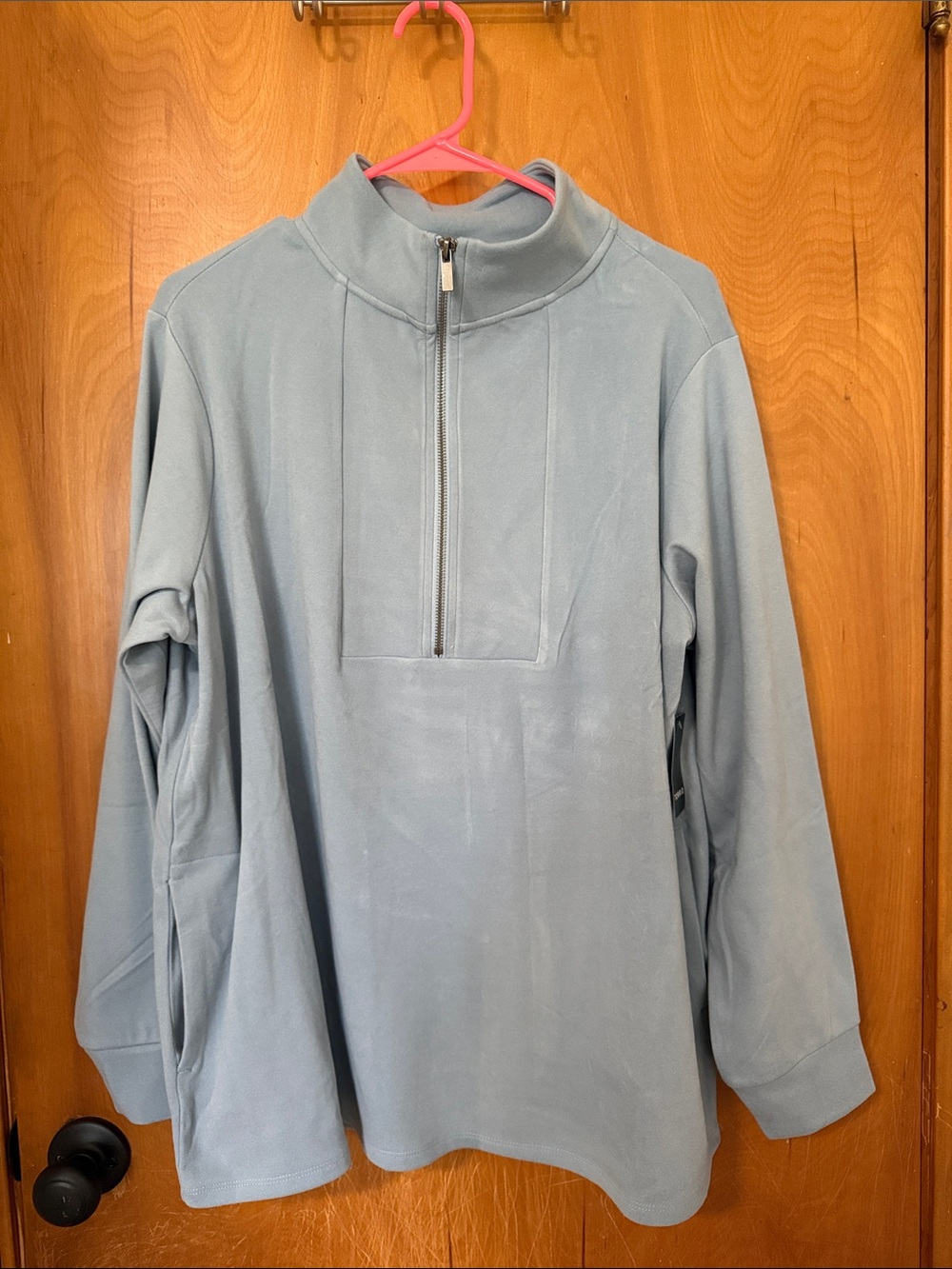 torrid Light Blue Zip-Neck Pullover Sweater